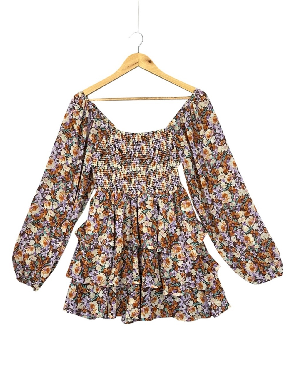 Entro Floral Boho Mini Dress Women S Multi-Color Excellent brown